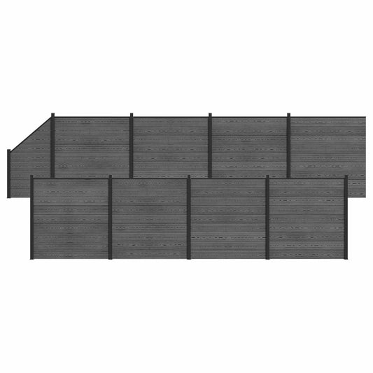 Fence Set 9 pcs 1484 x 186 cm WPC and Aluminium Grey