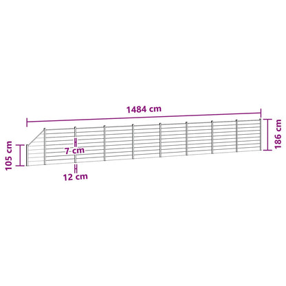 Fence Panel 9 pcs WPC and Aluminium Grey