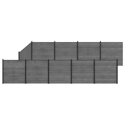 Fence Set 10 pcs 1657 x 186 cm WPC and Aluminium Grey