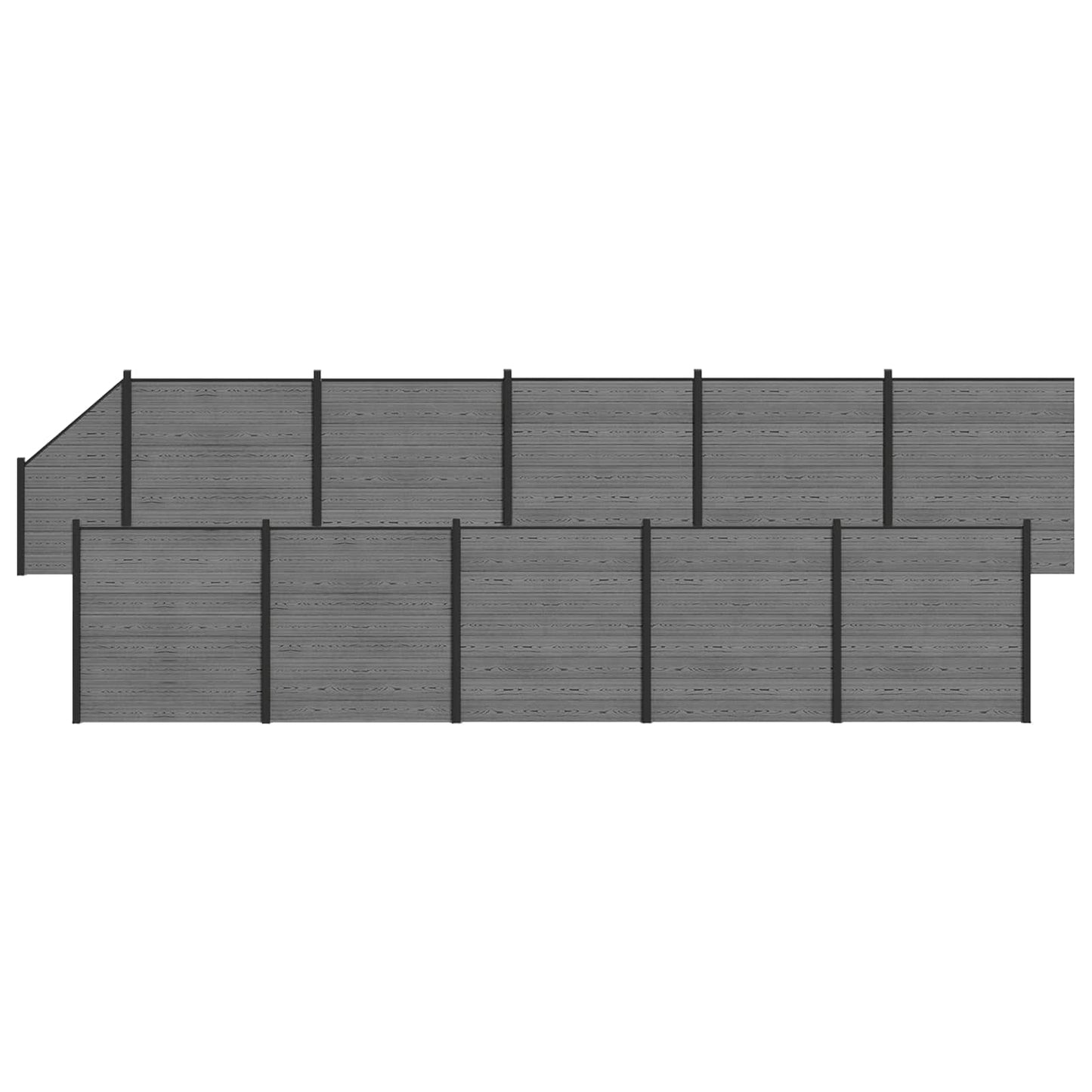 Fence Set 1830 x 186 cm WPC and Aluminium Grey