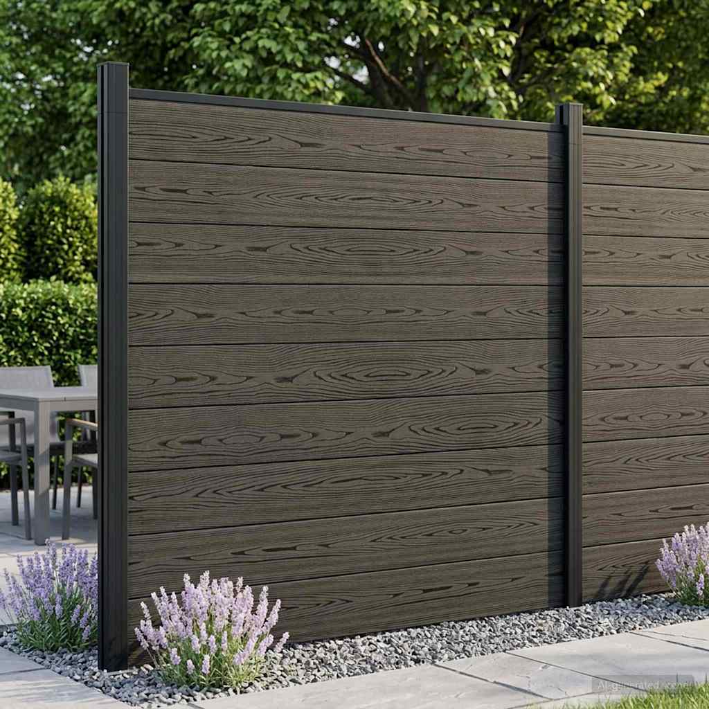 Fence Set 6 pcs 1045 x 186 cm WPC and Aluminium Black