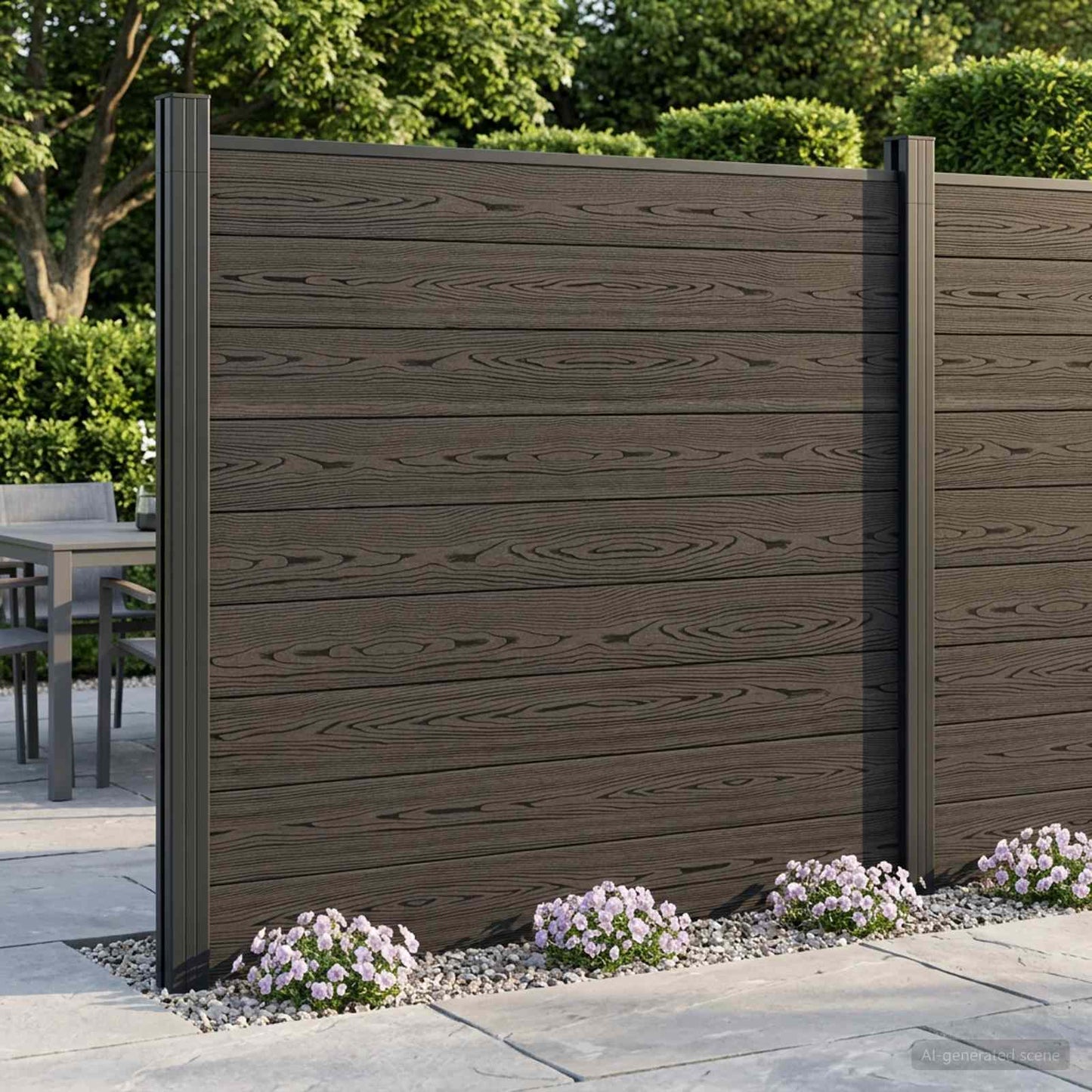 Fence Set 7 pcs 1218 x 186 cm WPC and Aluminium Black