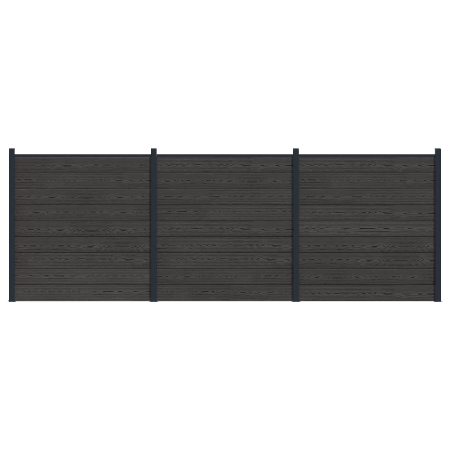 Fence Set 3 pcs 526 x 186 cm WPC and Aluminium Black