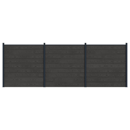 Fence Set 3 pcs 526 x 186 cm WPC and Aluminium Black