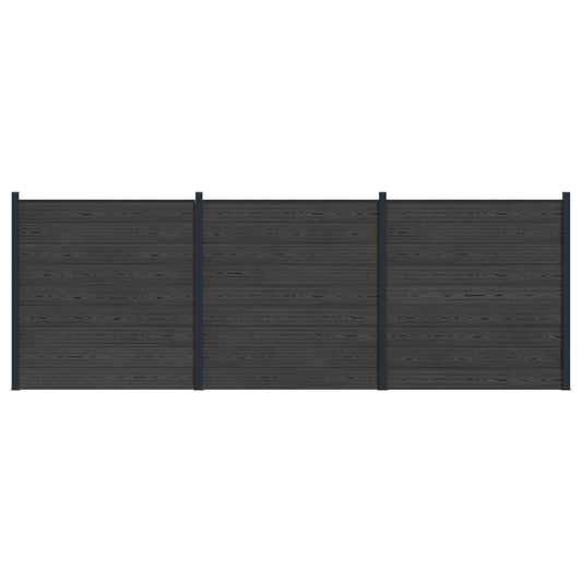 Fence Set 3 pcs 526 x 186 cm WPC and Aluminium Black