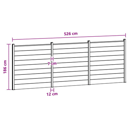 Fence Set 3 pcs 526 x 186 cm WPC and Aluminium Black