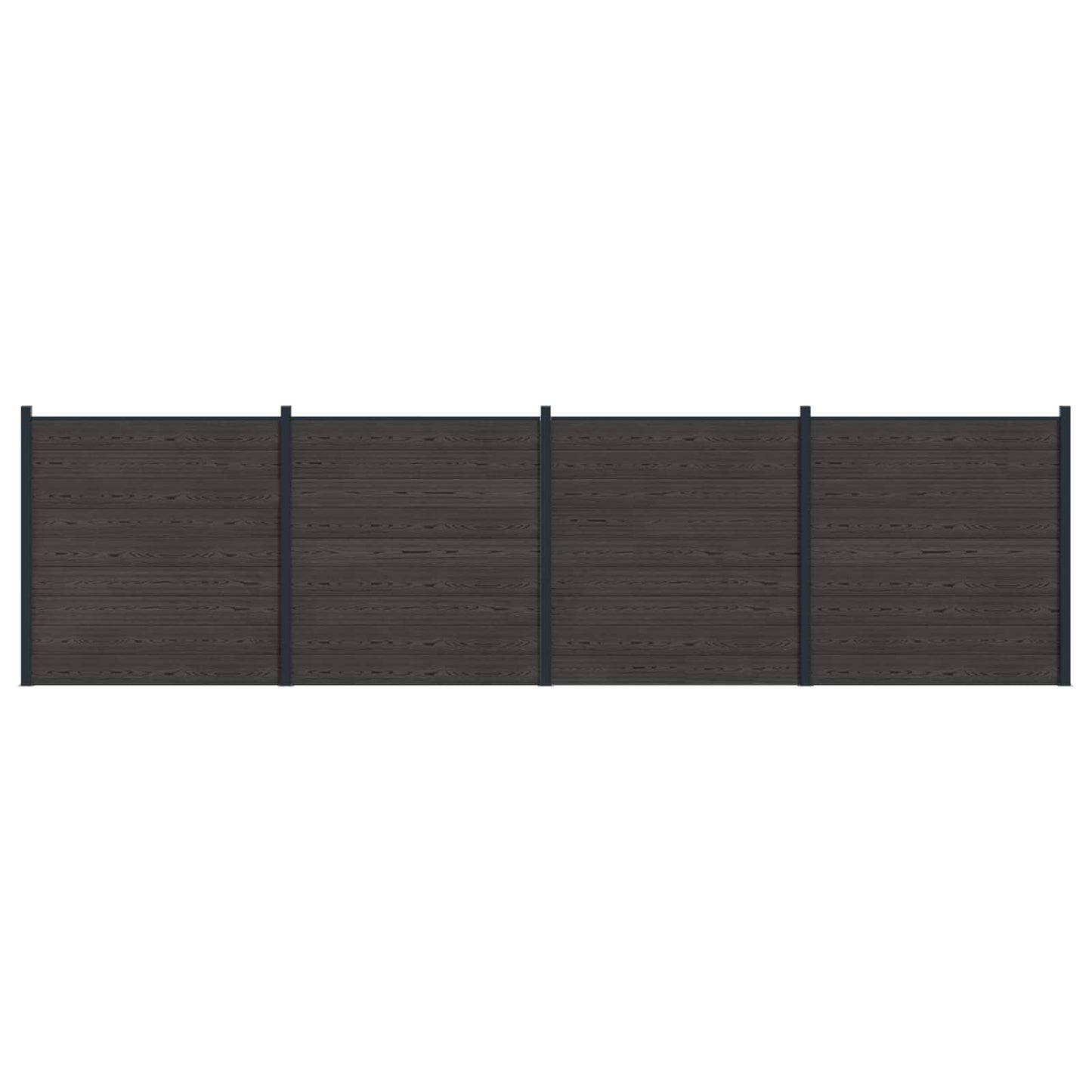 Fence Set 4 pcs 699 x 186 cm WPC and Aluminium Black