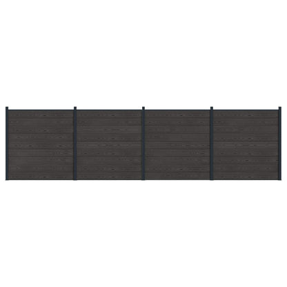 Fence Set 4 pcs 699 x 186 cm WPC and Aluminium Black