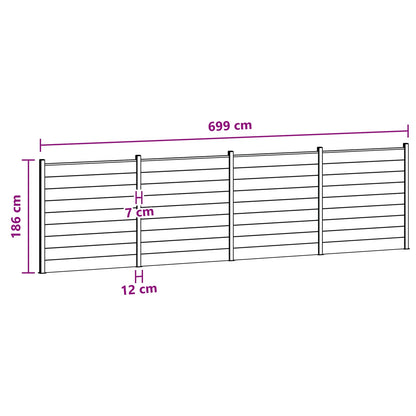 Fence Set 4 pcs 699 x 186 cm WPC and Aluminium Black