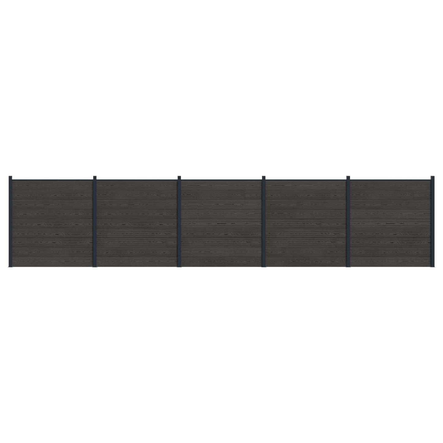 Fence Set 5 pcs 872 x 186 cm WPC and Aluminium Black