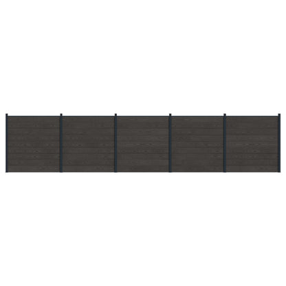 Fence Set 5 pcs 872 x 186 cm WPC and Aluminium Black