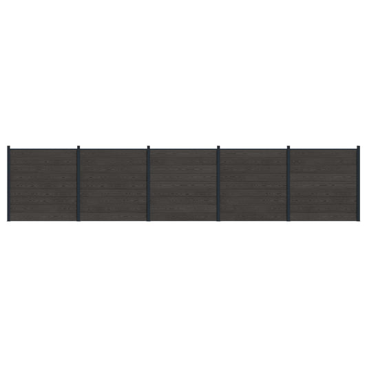 Fence Set 5 pcs 872 x 186 cm WPC and Aluminium Black