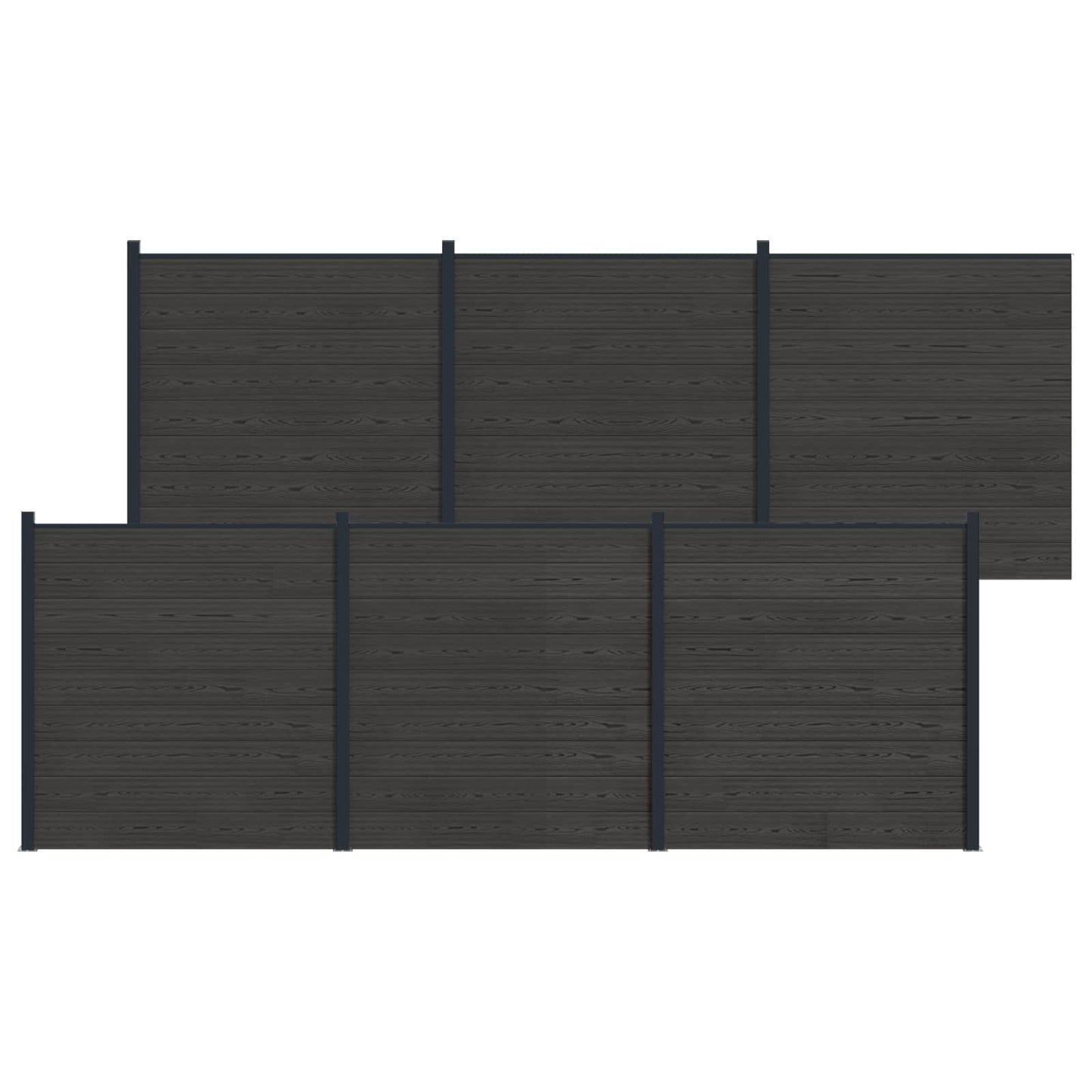 Fence Set 6 pcs 1045 x 186 cm WPC and Aluminium Black