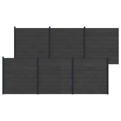 Fence Set 6 pcs 1045 x 186 cm WPC and Aluminium Black