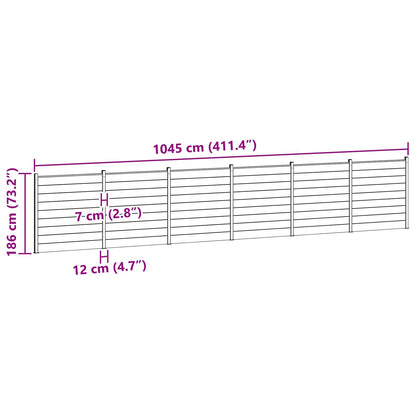 Fence Set 6 pcs 1045 x 186 cm WPC and Aluminium Black