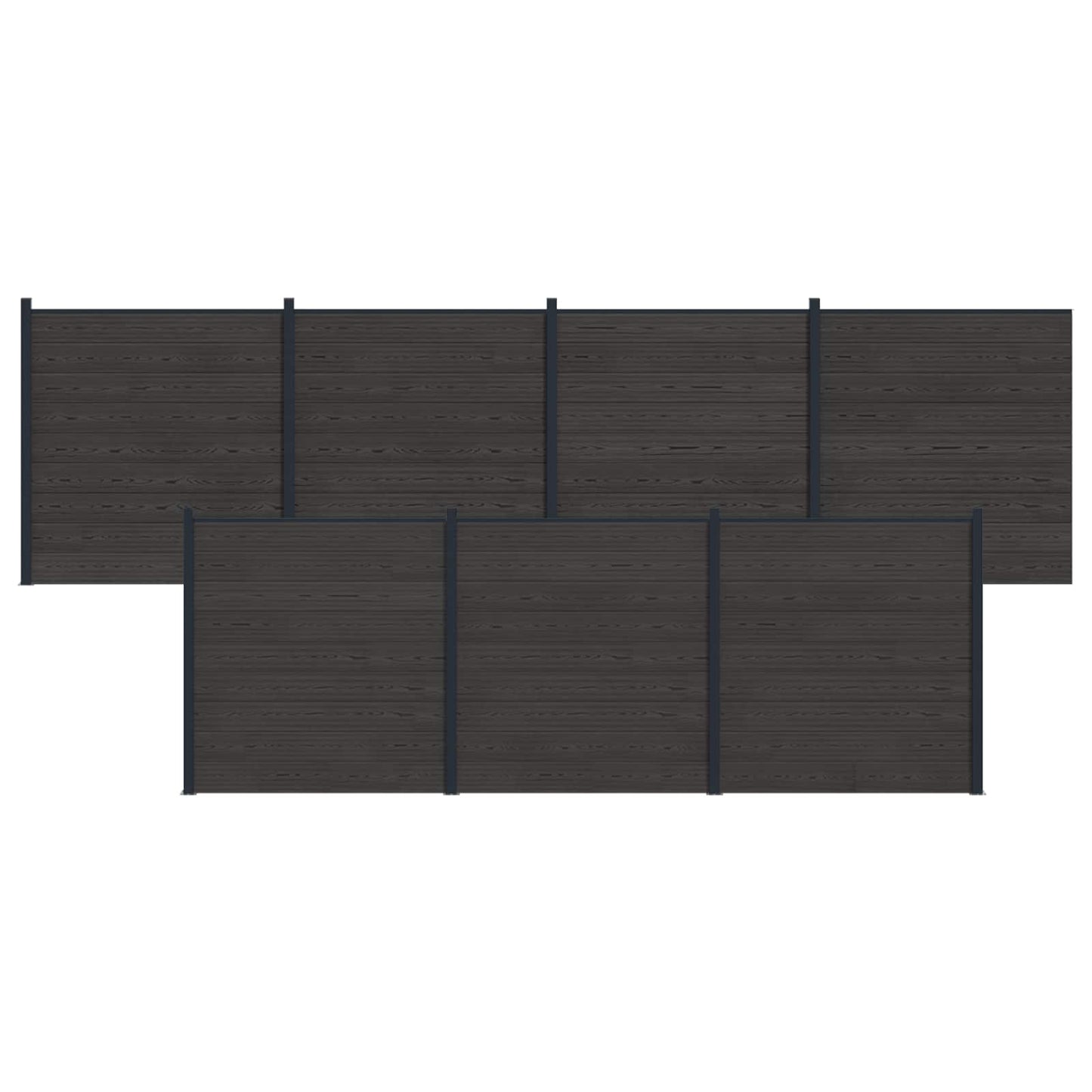 Fence Set 7 pcs 1218 x 186 cm WPC and Aluminium Black