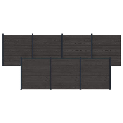 Fence Set 7 pcs 1218 x 186 cm WPC and Aluminium Black