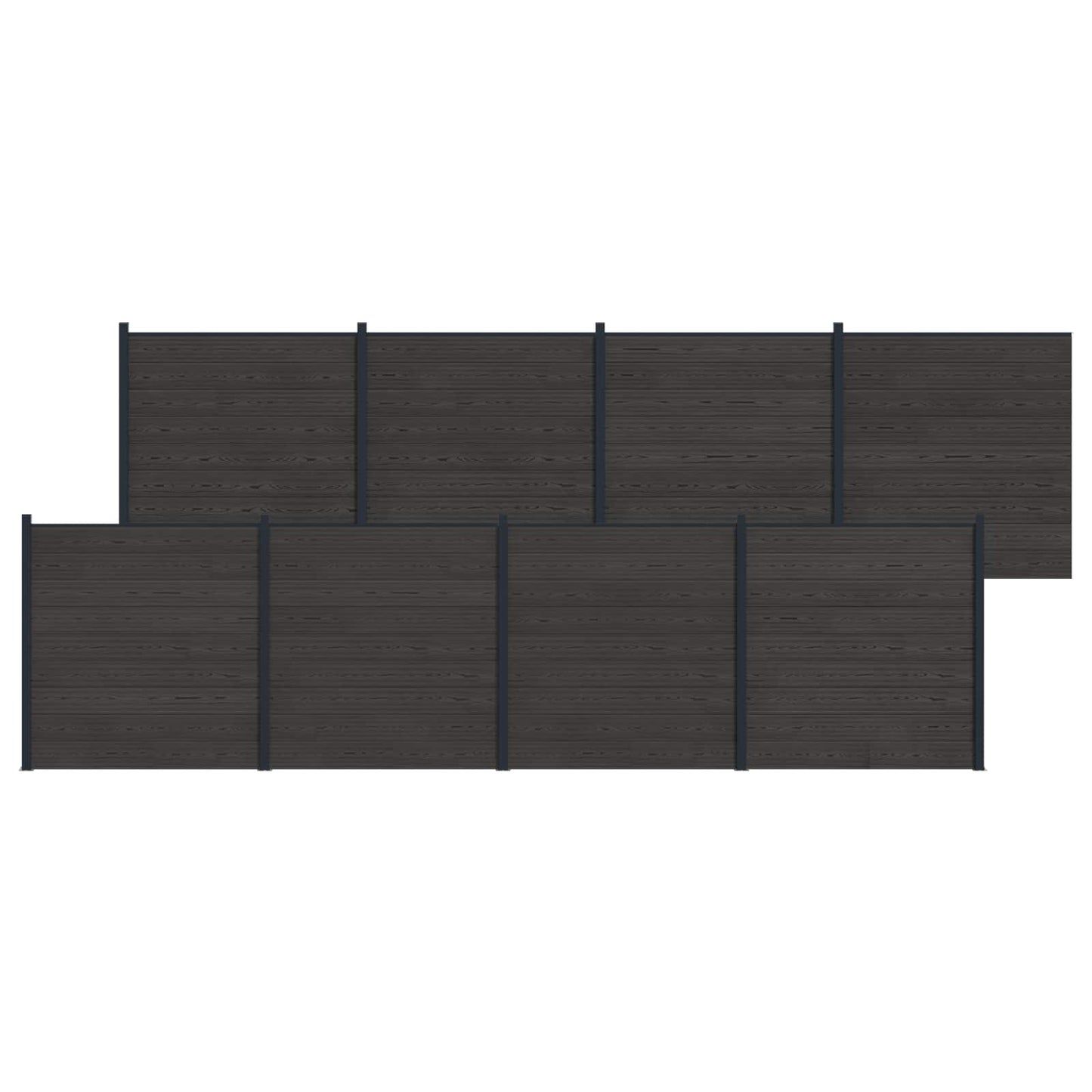 Fence Set 8 pcs 1391 x 186 cm WPC and Aluminium Black