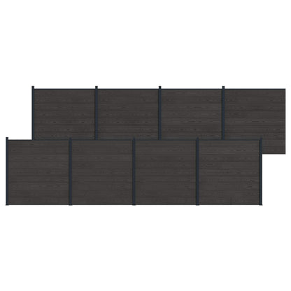 Fence Set 8 pcs 1391 x 186 cm WPC and Aluminium Black