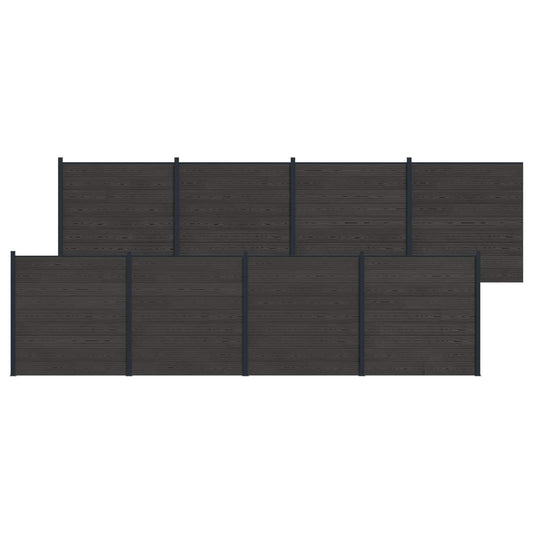 Fence Set 8 pcs 1391 x 186 cm WPC and Aluminium Black