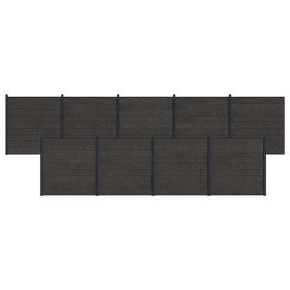 Fence Set 9 pcs 1564 x 186 cm WPC and Aluminium Black