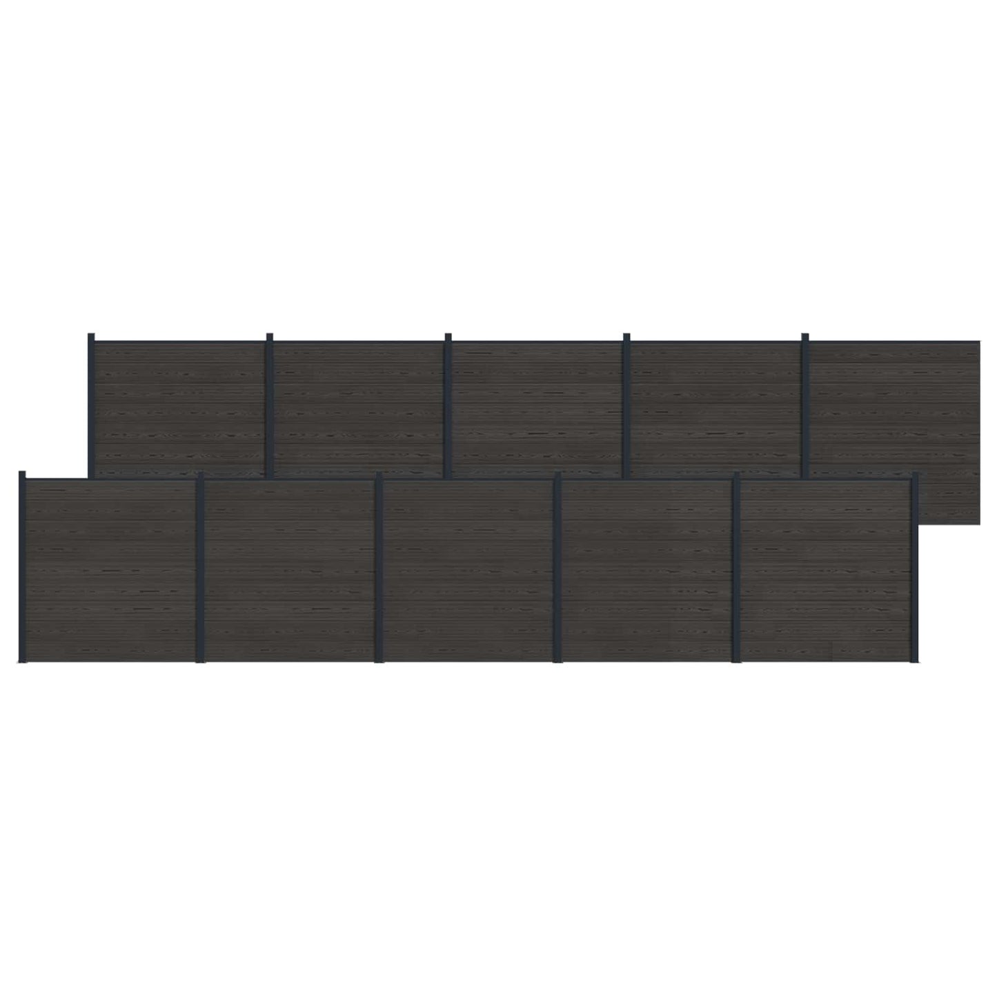 Fence Set 10 pcs 1737 x 186 cm WPC and Aluminium Black
