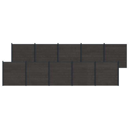 Fence Set 10 pcs 1737 x 186 cm WPC and Aluminium Black
