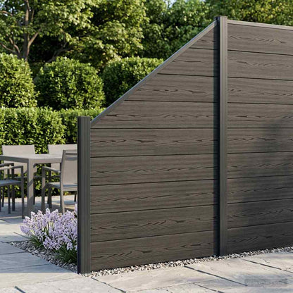 Fence Set 3 pcs 446 x 186 cm WPC and Aluminium Black
