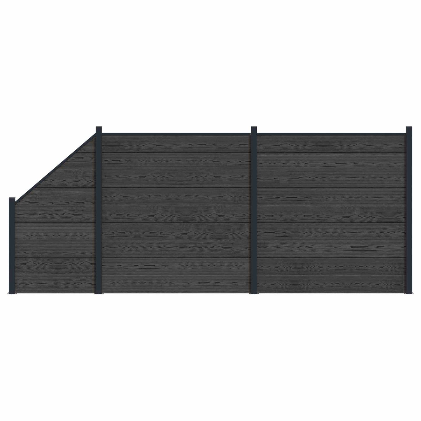 Fence Set 3 pcs 446 x 186 cm WPC and Aluminium Black