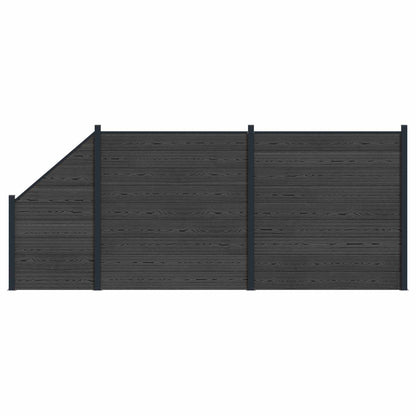 Fence Set 3 pcs 446 x 186 cm WPC and Aluminium Black