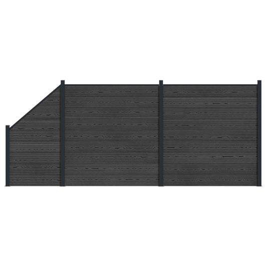 Fence Set 3 pcs 446 x 186 cm WPC and Aluminium Black