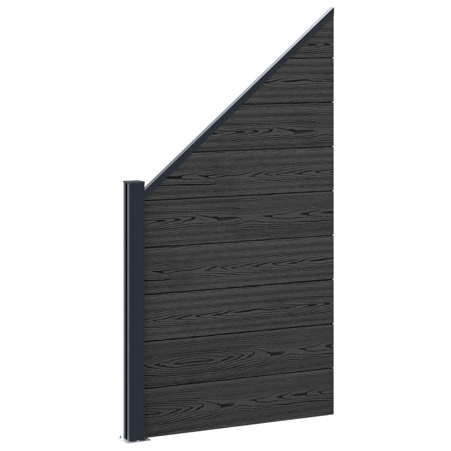 Fence Set 3 pcs 446 x 186 cm WPC and Aluminium Black