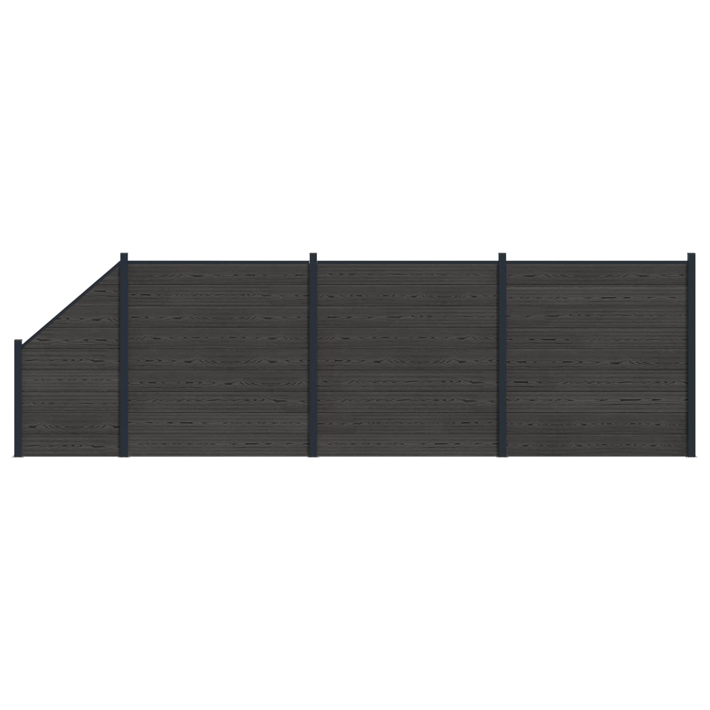 Fence Set 4 pcs 619 x 186 cm WPC and Aluminium Black