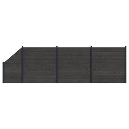 Fence Set 4 pcs 619 x 186 cm WPC and Aluminium Black