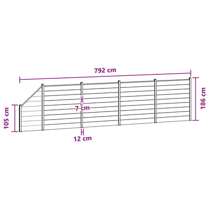 Fence Set 5 pcs 792 x 186 cm WPC and Aluminium Black