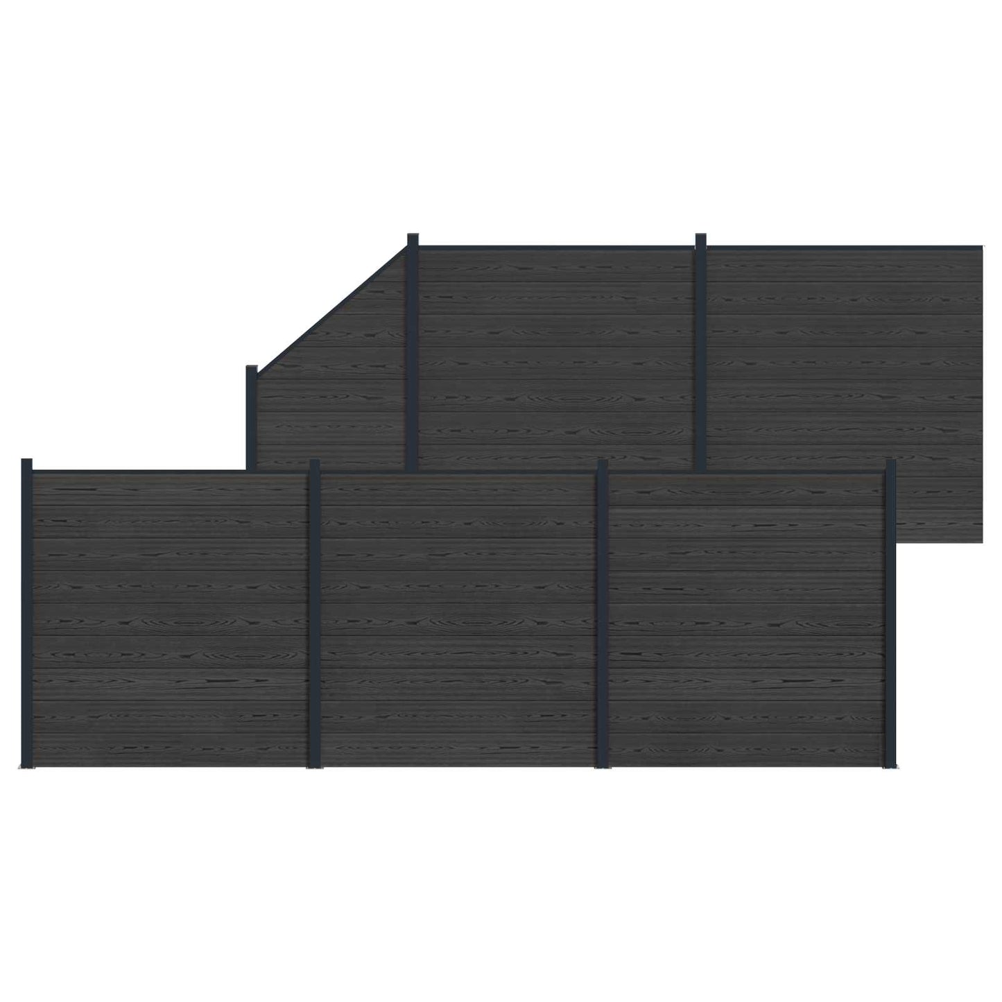 Fence Set 6 pcs 965 x 186 cm WPC and Aluminium Black