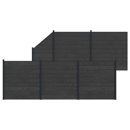 Fence Set 6 pcs 965 x 186 cm WPC and Aluminium Black