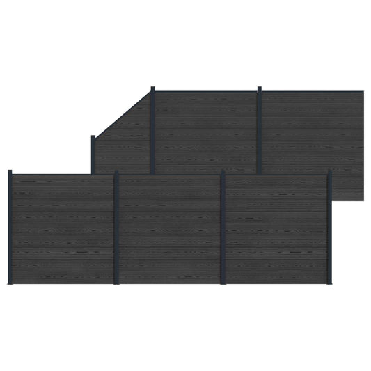 Fence Set 6 pcs 965 x 186 cm WPC and Aluminium Black