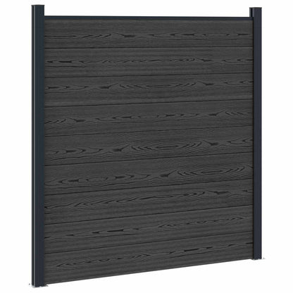 Fence Set 6 pcs 965 x 186 cm WPC and Aluminium Black