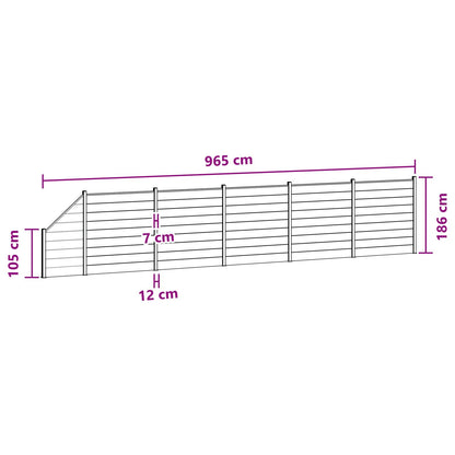 Fence Set 6 pcs 965 x 186 cm WPC and Aluminium Black