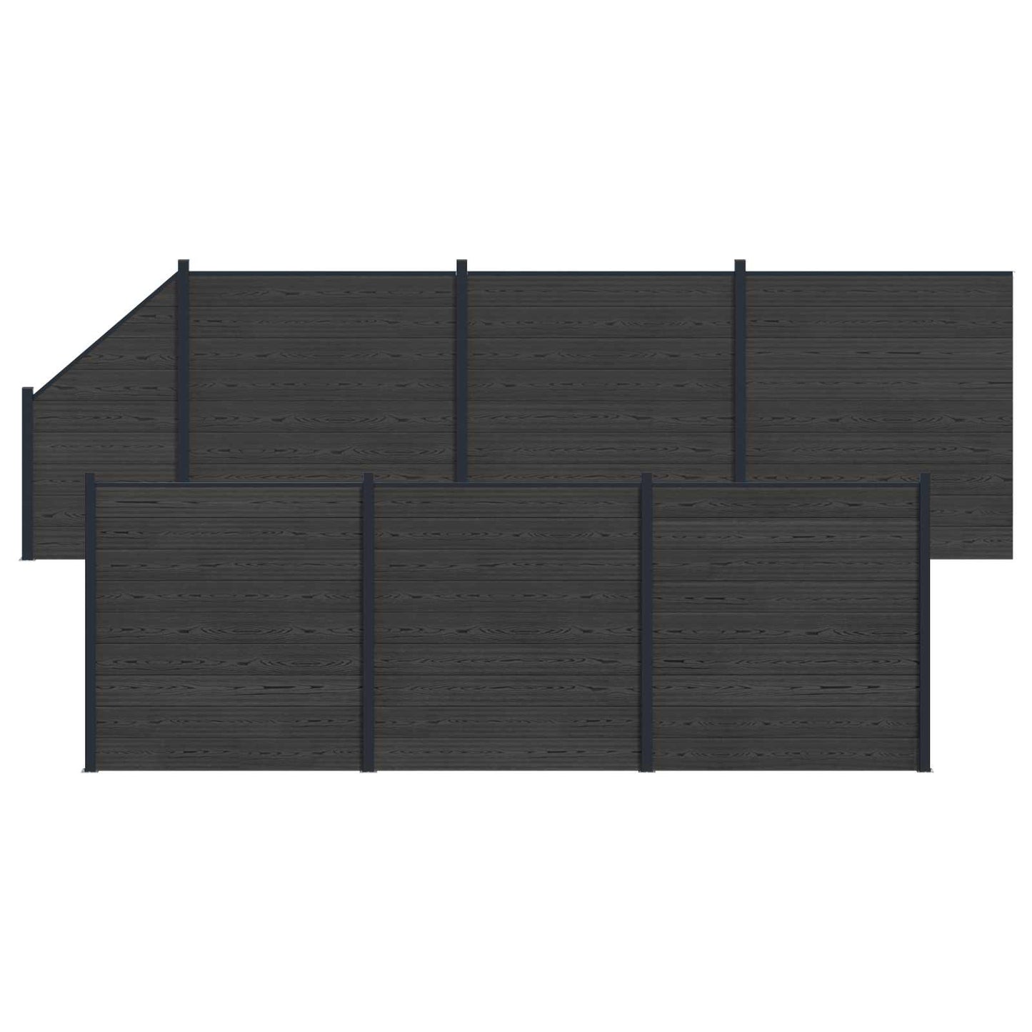 Fence Set 7 pcs 1138 x 186 cm WPC and Aluminium Black