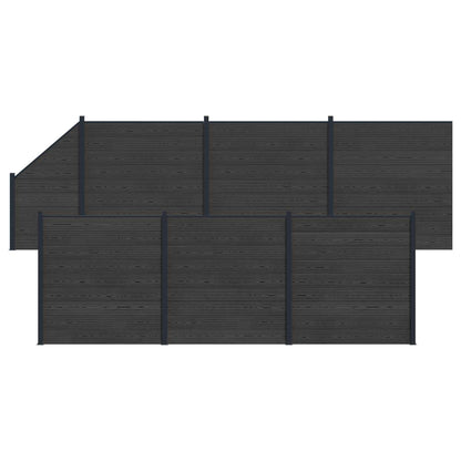 Fence Set 7 pcs 1138 x 186 cm WPC and Aluminium Black