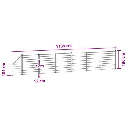 Fence Set 7 pcs 1138 x 186 cm WPC and Aluminium Black