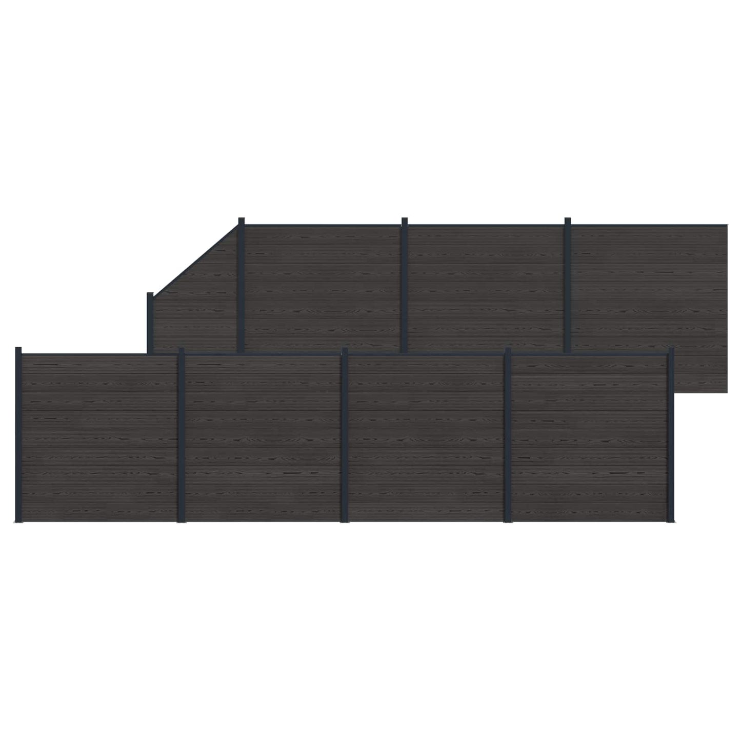 Fence Set 8 pcs 1311 x 186 cm WPC and Aluminium Black