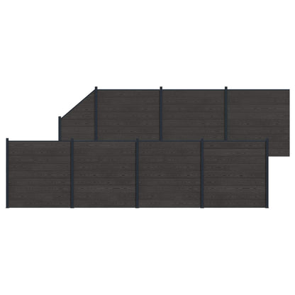 Fence Set 8 pcs 1311 x 186 cm WPC and Aluminium Black