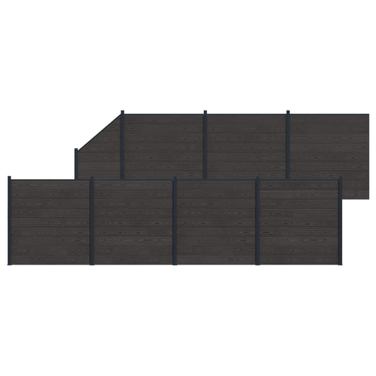 Fence Set 8 pcs 1311 x 186 cm WPC and Aluminium Black
