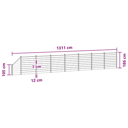Fence Set 8 pcs 1311 x 186 cm WPC and Aluminium Black