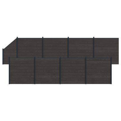 Fence Set 9 pcs 1484 x 186 cm WPC and Aluminium Black