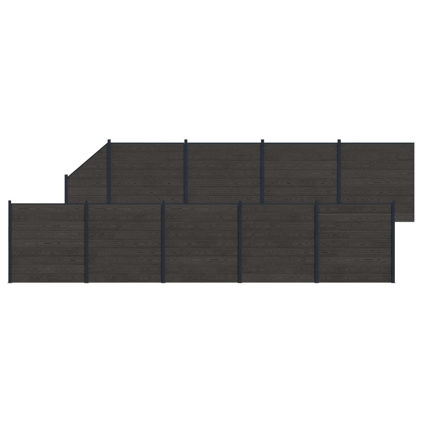 Fence Set 10 pcs 1657 x 186 cm WPC and Aluminium Black