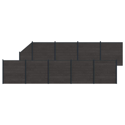 Fence Set 10 pcs 1657 x 186 cm WPC and Aluminium Black